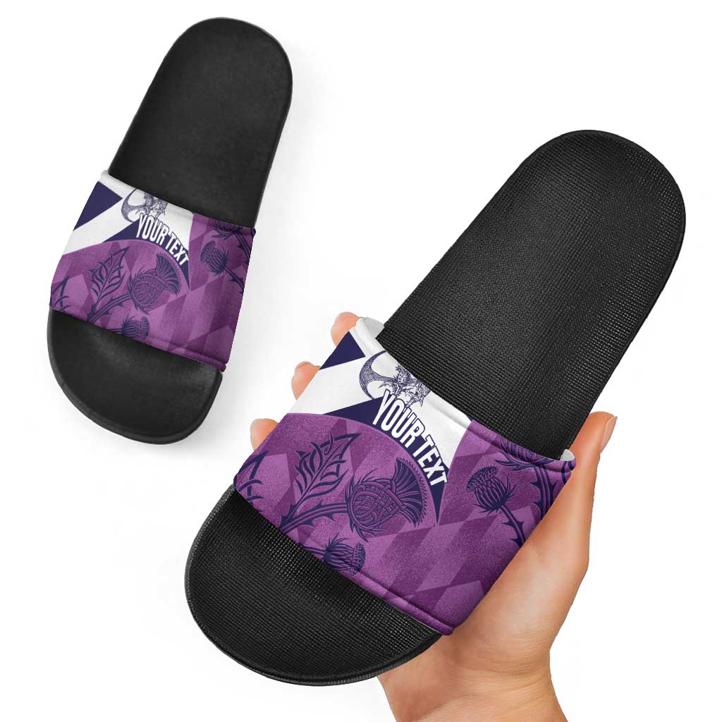 Scotland Rugby Custom Slide Sandals Go Scottish Thistle Purple Version - Wonder Print Shop
