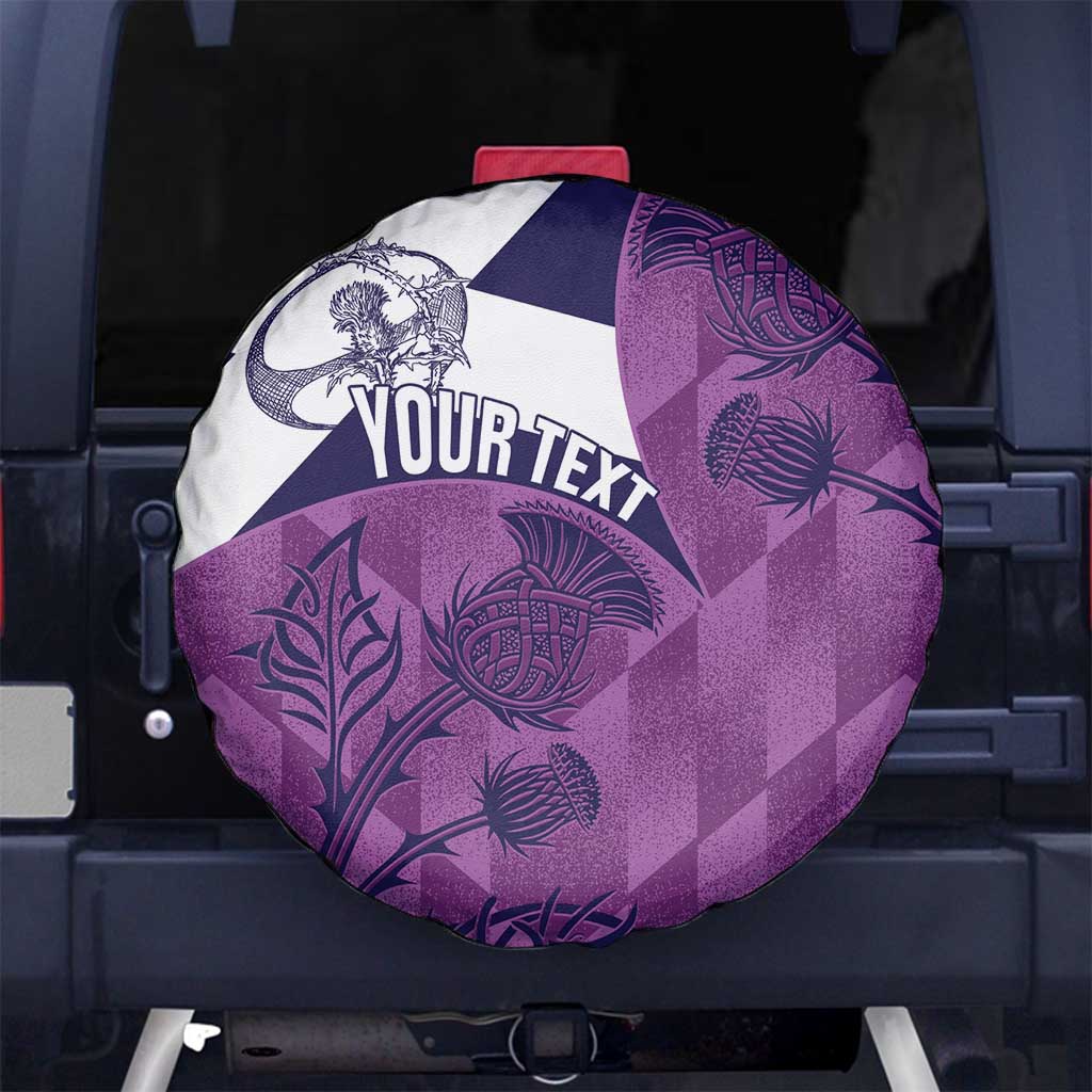 Scotland Rugby Custom Spare Tire Cover Go Scottish Thistle Purple Version - Wonder Print Shop
