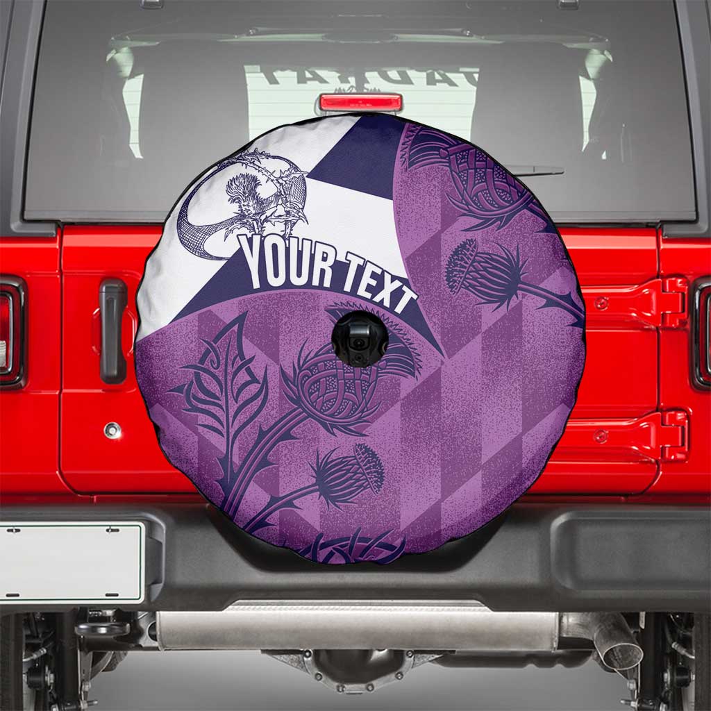 Scotland Rugby Custom Spare Tire Cover Go Scottish Thistle Purple Version - Wonder Print Shop