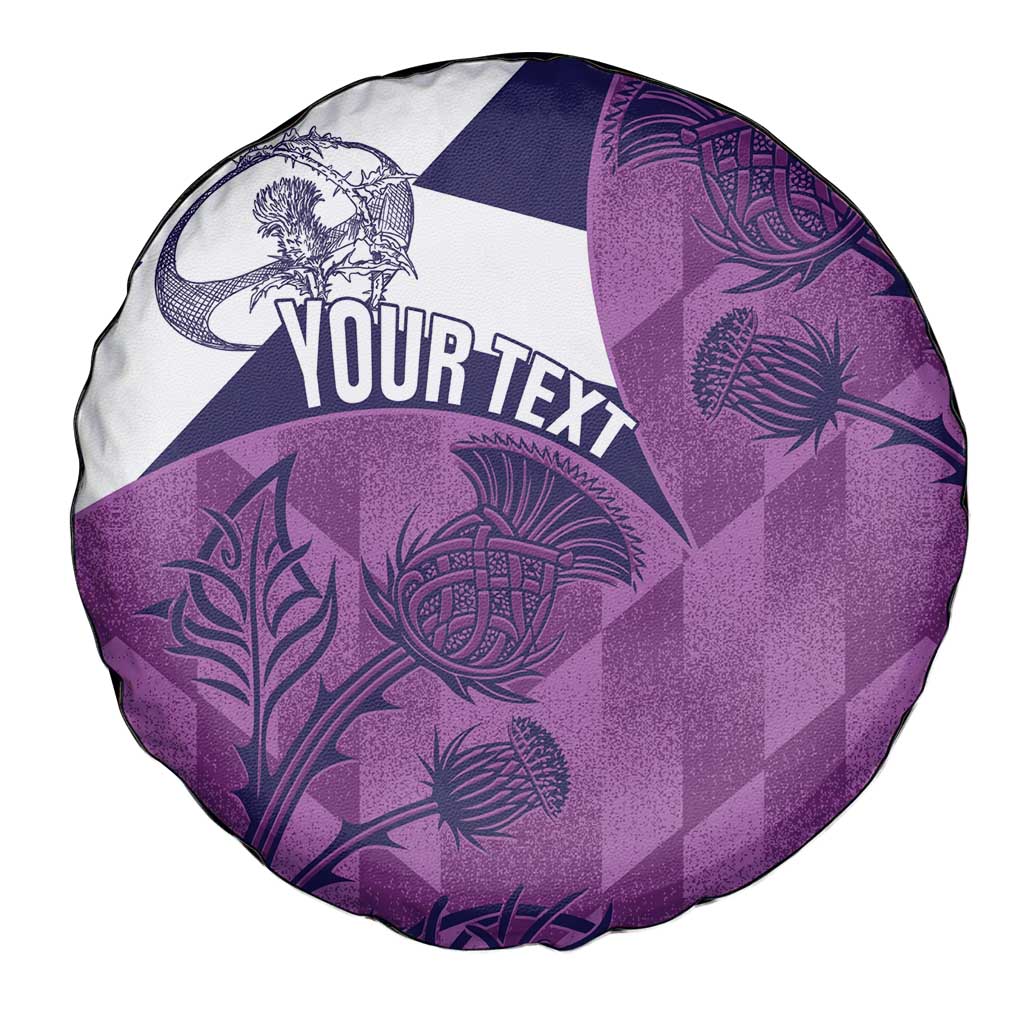 Scotland Rugby Custom Spare Tire Cover Go Scottish Thistle Purple Version - Wonder Print Shop