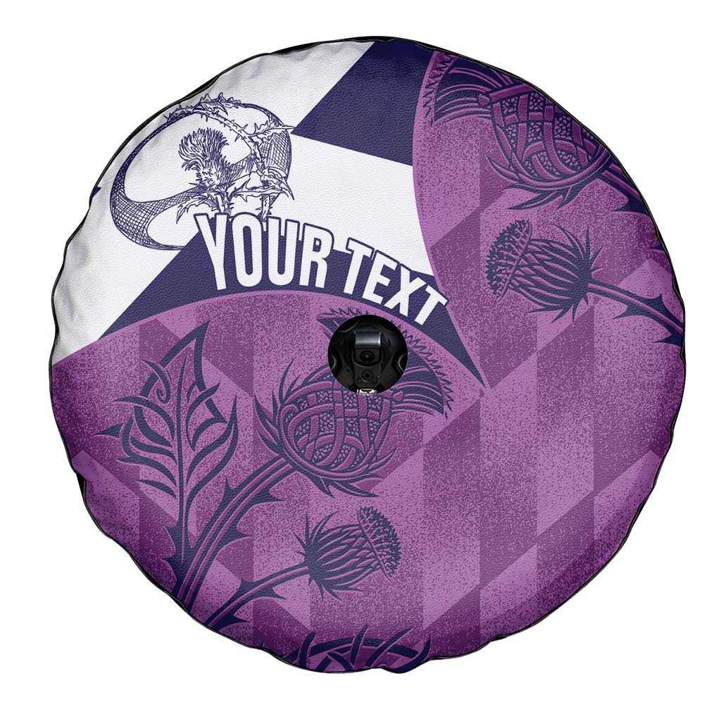 Scotland Rugby Custom Spare Tire Cover Go Scottish Thistle Purple Version - Wonder Print Shop