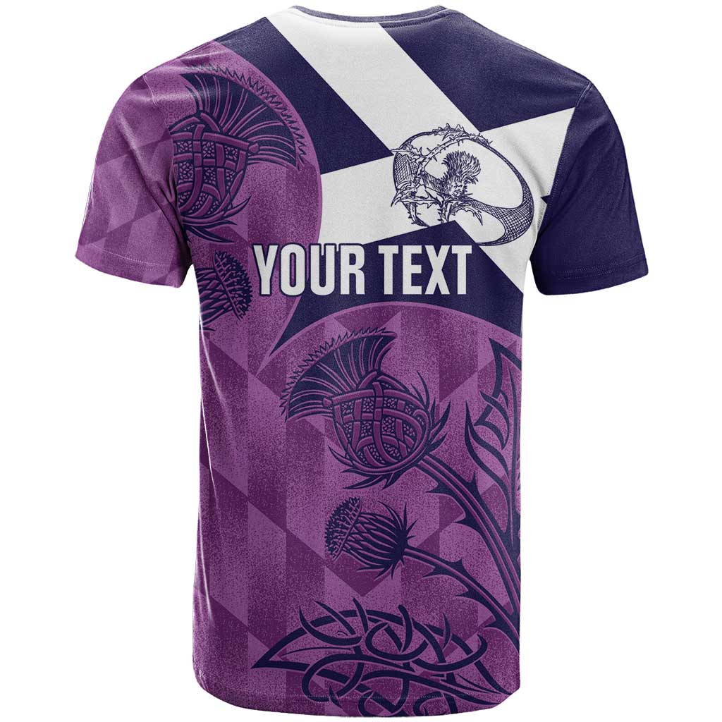 Scotland Rugby Custom T Shirt Go Scottish Thistle Purple Version - Wonder Print Shop