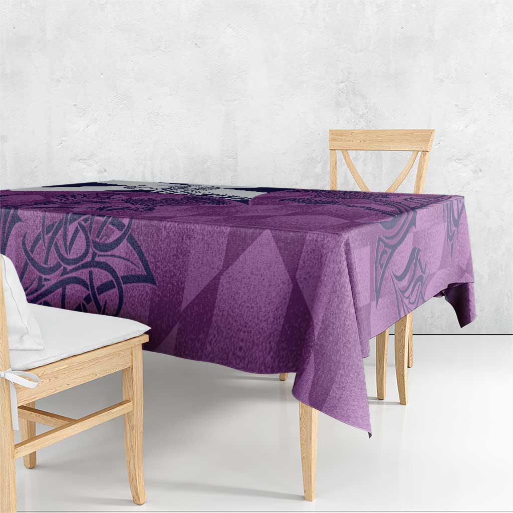 Scotland Rugby Custom Tablecloth Go Scottish Thistle Purple Version - Wonder Print Shop