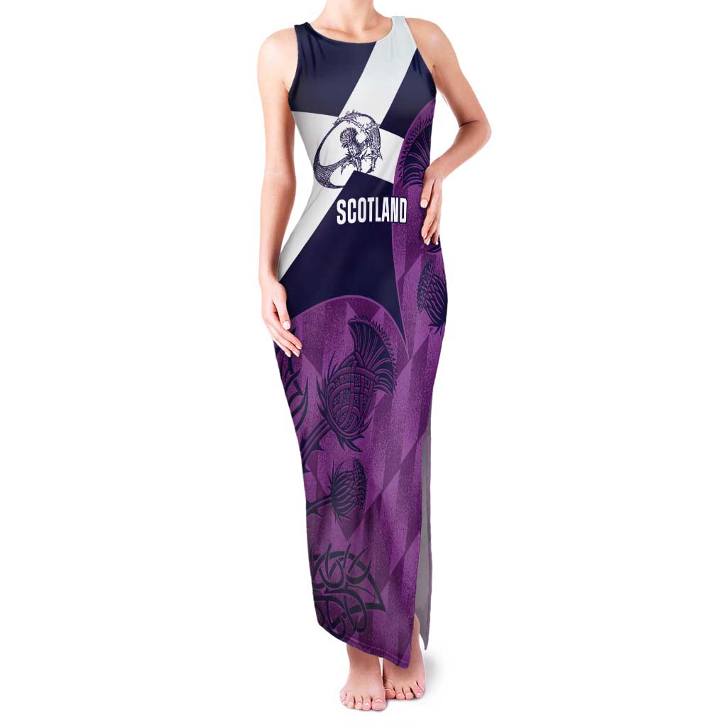 Scotland Rugby Custom Tank Maxi Dress Go Scottish Thistle Purple Version - Wonder Print Shop