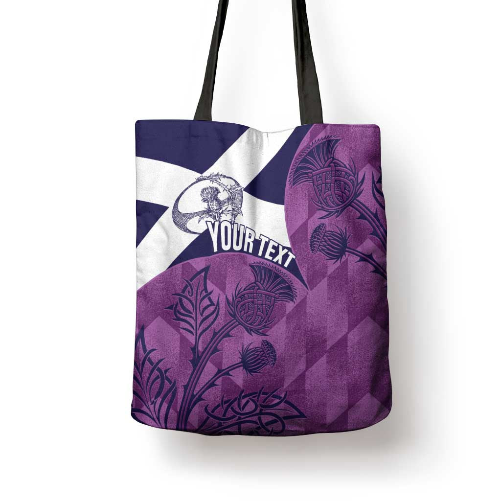 Scotland Rugby Custom Tote Bag Go Scottish Thistle Purple Version - Wonder Print Shop