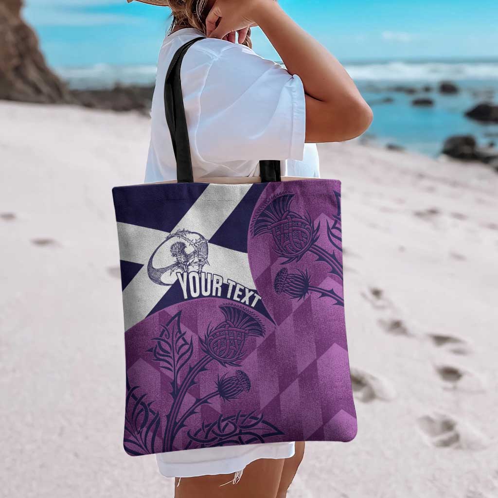 Scotland Rugby Custom Tote Bag Go Scottish Thistle Purple Version - Wonder Print Shop