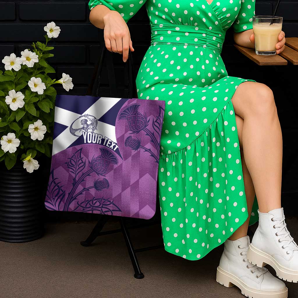 Scotland Rugby Custom Tote Bag Go Scottish Thistle Purple Version - Wonder Print Shop