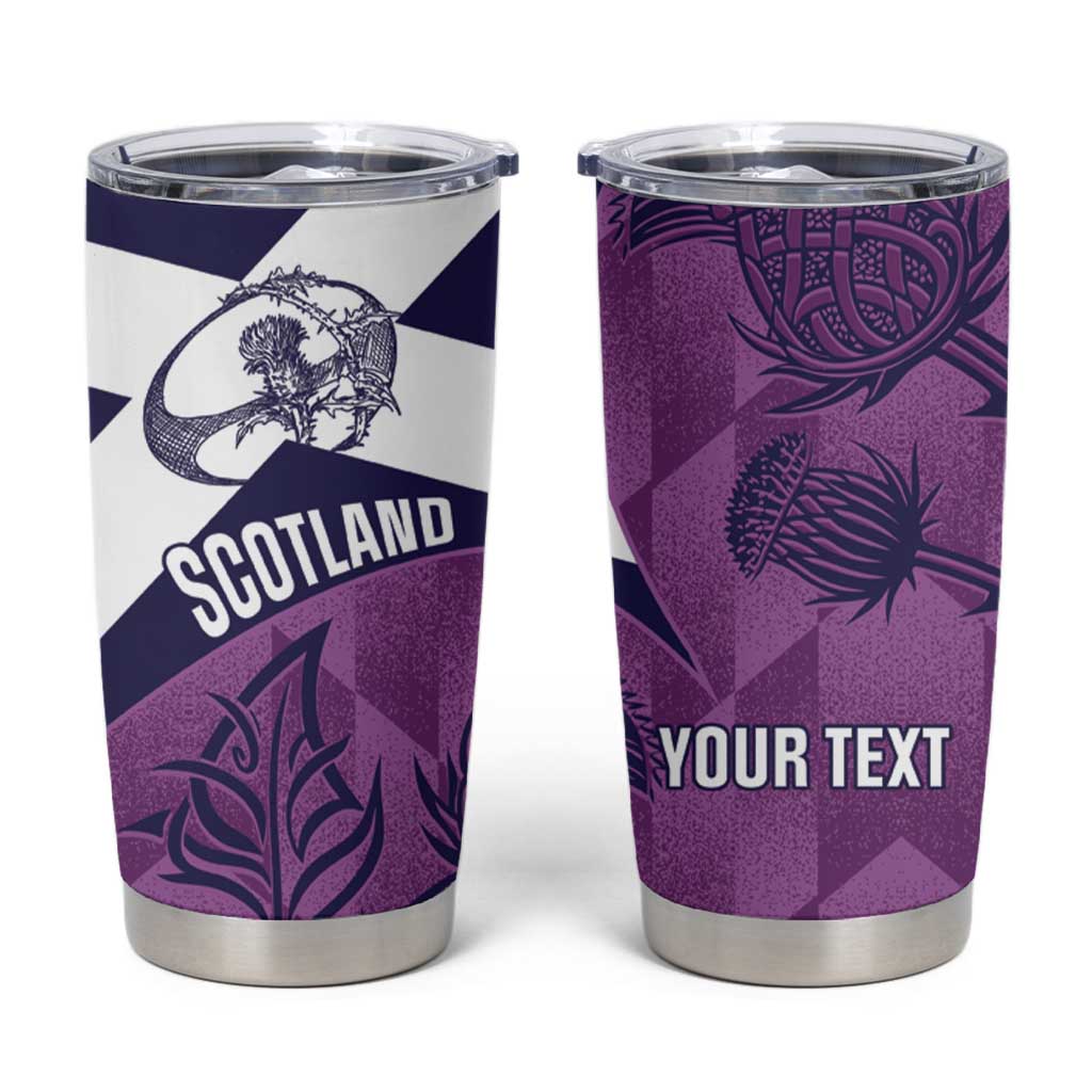 Scotland Rugby Custom Tumbler Cup Go Scottish Thistle Purple Version - Wonder Print Shop