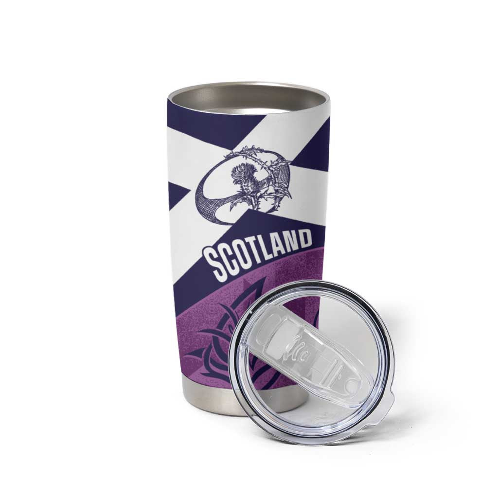 Scotland Rugby Custom Tumbler Cup Go Scottish Thistle Purple Version - Wonder Print Shop
