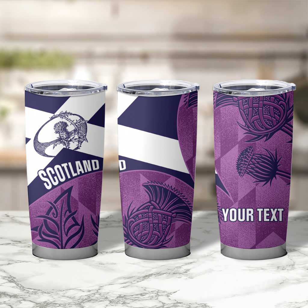 Scotland Rugby Custom Tumbler Cup Go Scottish Thistle Purple Version - Wonder Print Shop