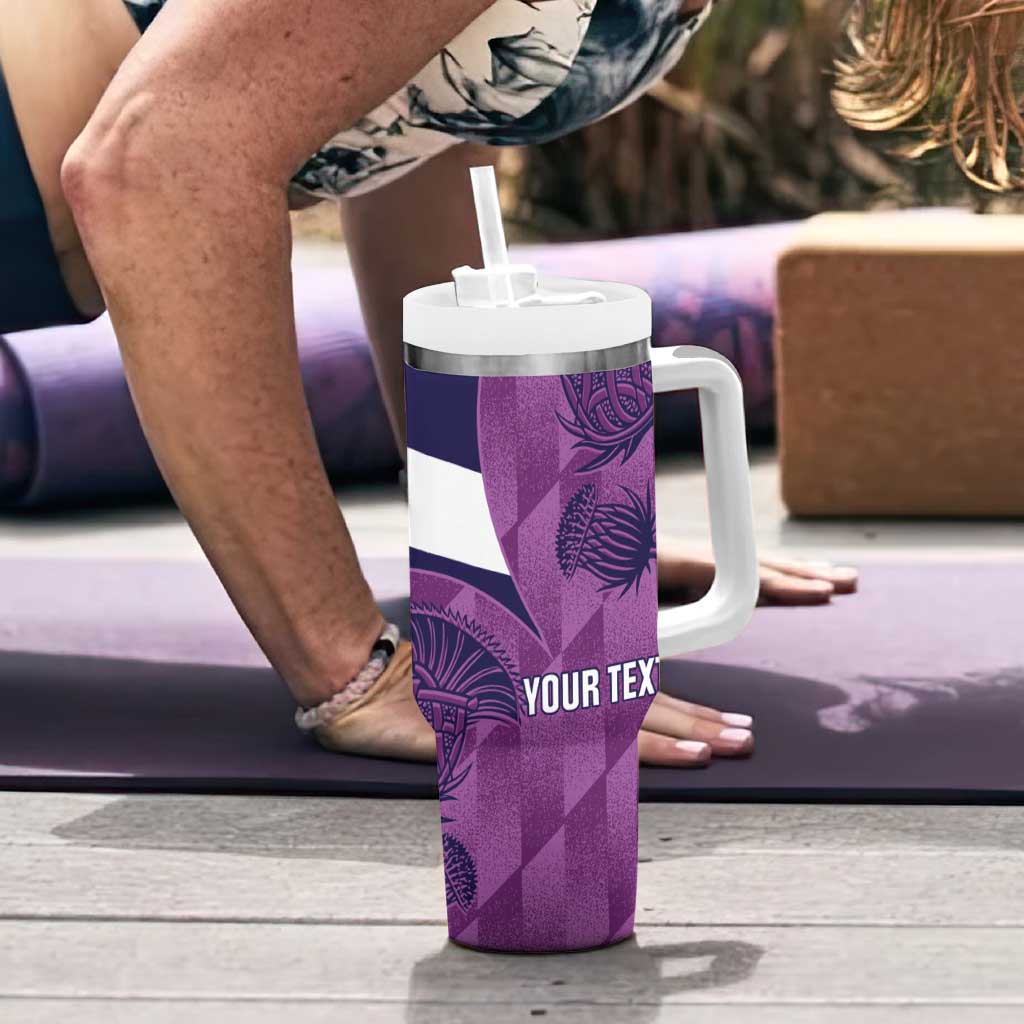 Scotland Rugby Custom Tumbler With Handle Go Scottish Thistle Purple Version - Wonder Print Shop