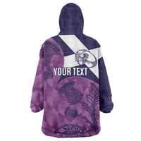 Scotland Rugby Custom Wearable Blanket Hoodie Go Scottish Thistle Purple Version - Wonder Print Shop