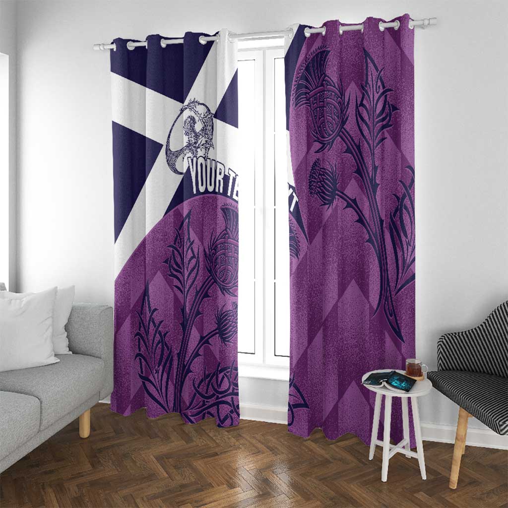Scotland Rugby Custom Window Curtain Go Scottish Thistle Purple Version - Wonder Print Shop