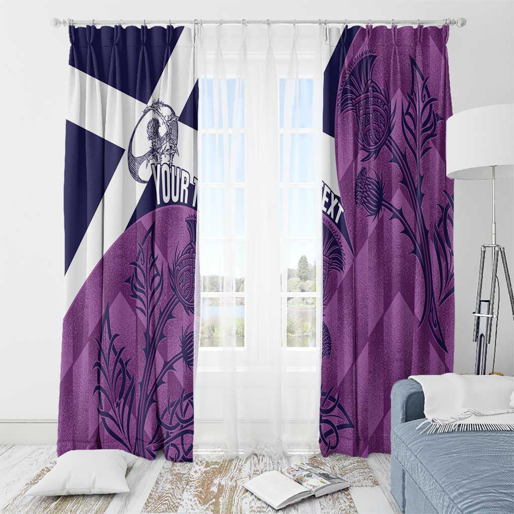 Scotland Rugby Custom Window Curtain Go Scottish Thistle Purple Version - Wonder Print Shop