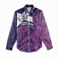Scotland Rugby Custom Women Casual Shirt Go Scottish Thistle Purple Version - Wonder Print Shop