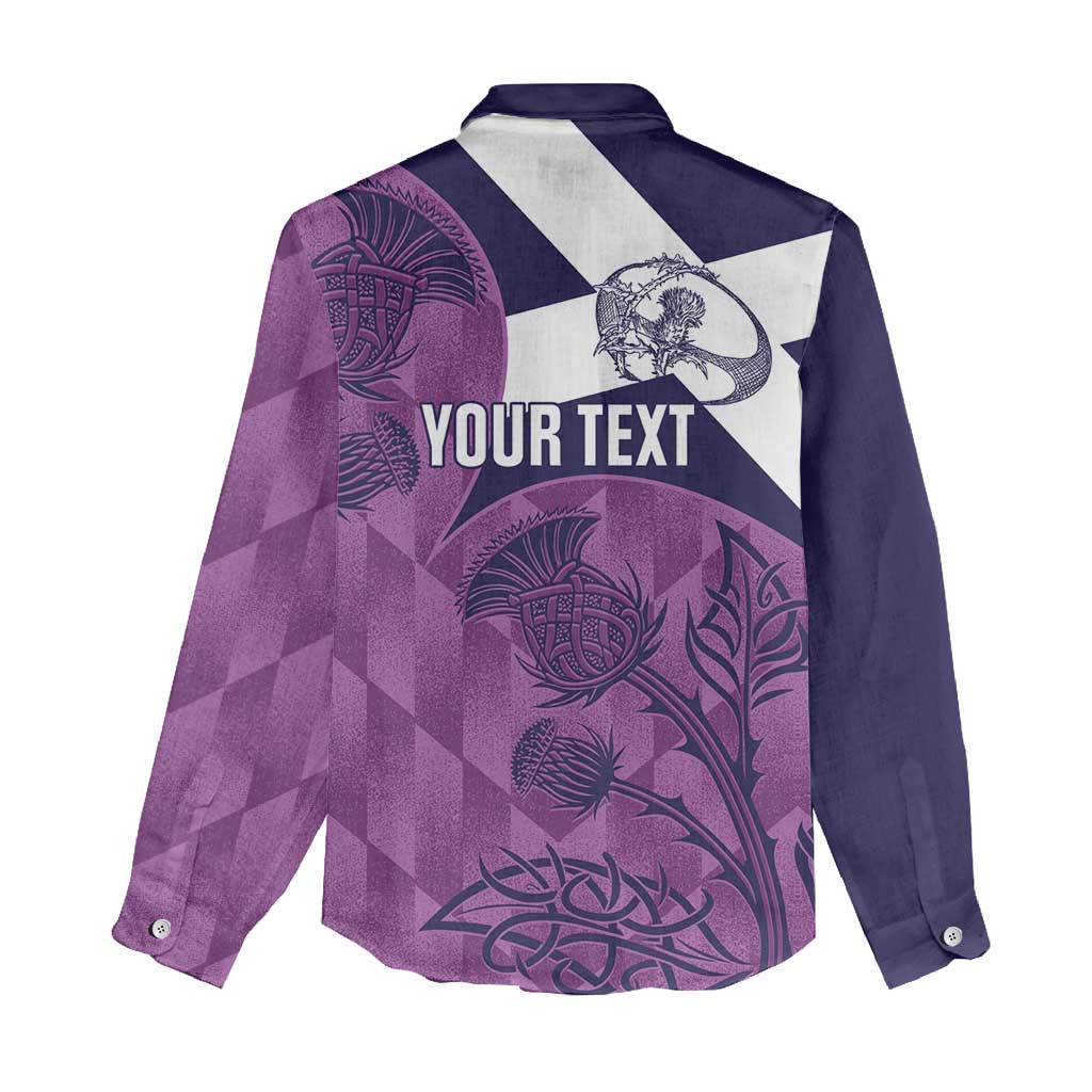 Scotland Rugby Custom Women Casual Shirt Go Scottish Thistle Purple Version - Wonder Print Shop
