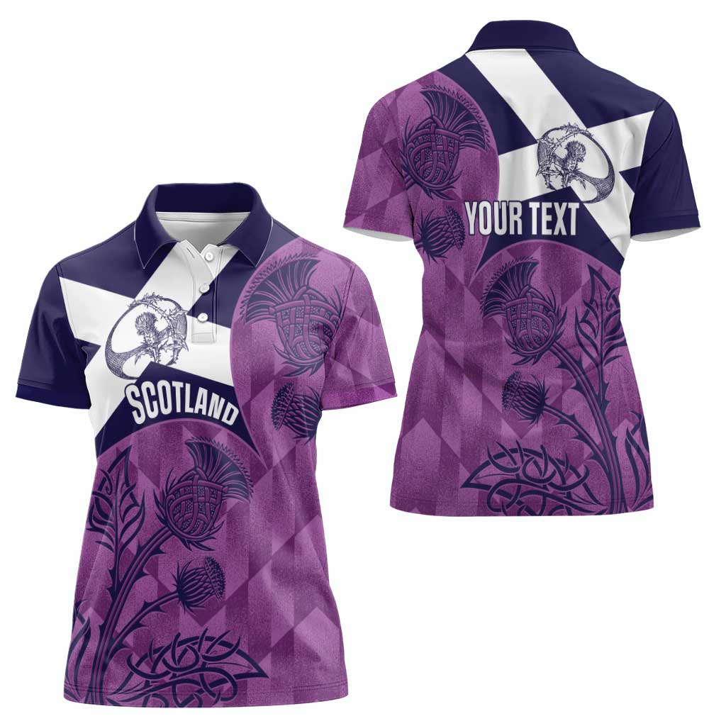 Scotland Rugby Custom Women Polo Shirt Go Scottish Thistle Purple Version - Wonder Print Shop