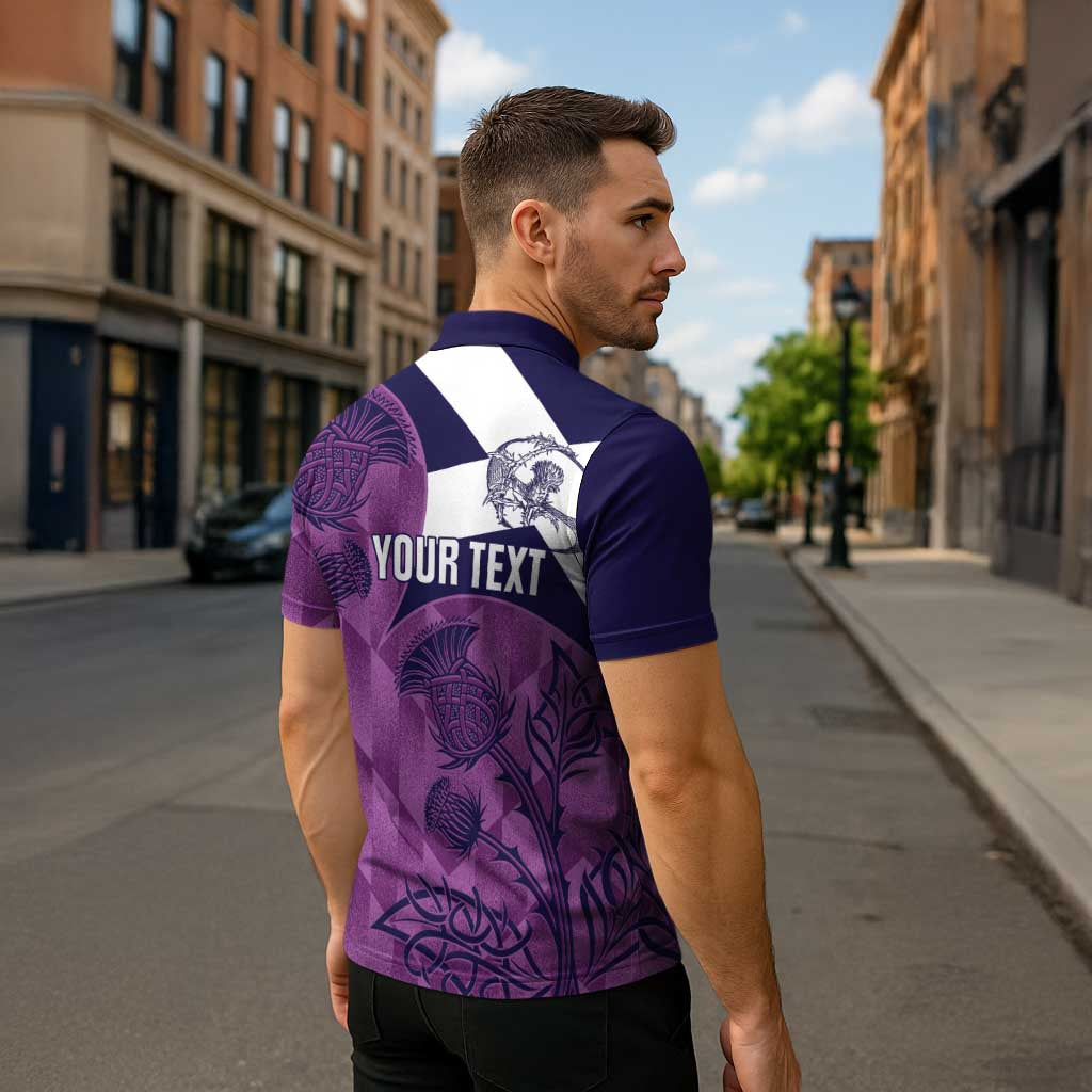 Scotland Rugby Custom Zipper Polo Shirt Go Scottish Thistle Purple Version - Wonder Print Shop