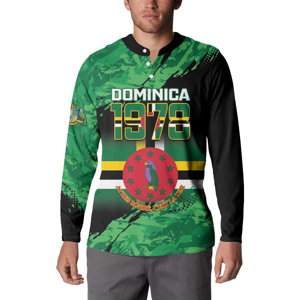 Persionalized Dominica 1978 Button Sweatshirt Dominik Independence Anniversary Grunge Style - Wonder Print Shop