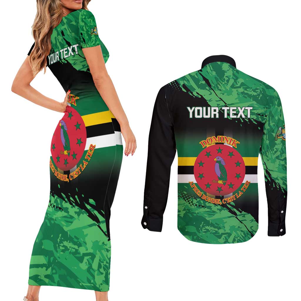 Persionalized Dominica 1978 Couples Matching Short Sleeve Bodycon Dress and Long Sleeve Button Shirt Dominik Independence Anniversary Grunge Style - Wonder Print Shop