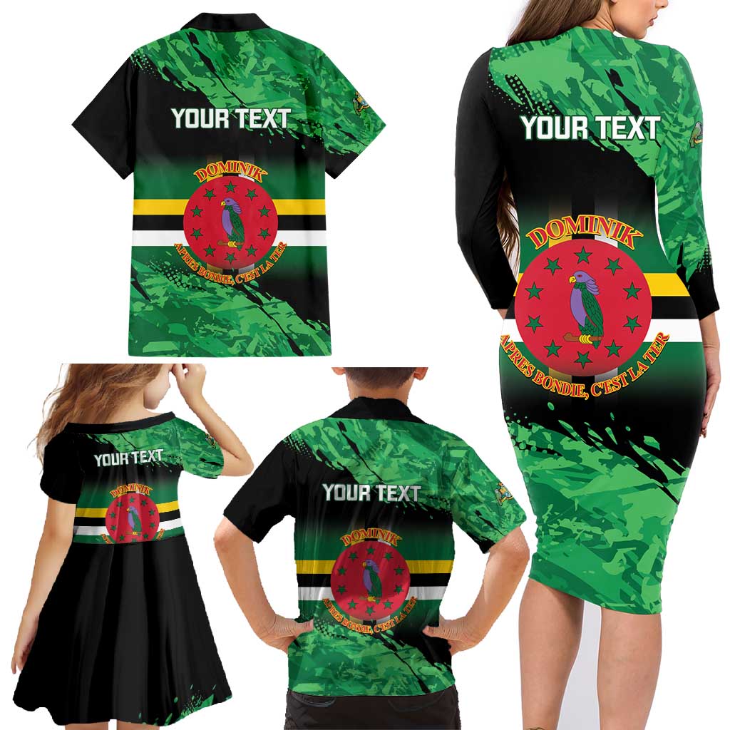 Persionalized Dominica 1978 Family Matching Long Sleeve Bodycon Dress and Hawaiian Shirt Dominik Independence Anniversary Grunge Style - Wonder Print Shop