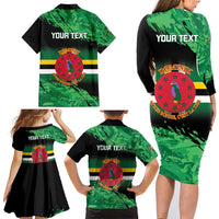 Persionalized Dominica 1978 Family Matching Long Sleeve Bodycon Dress and Hawaiian Shirt Dominik Independence Anniversary Grunge Style - Wonder Print Shop
