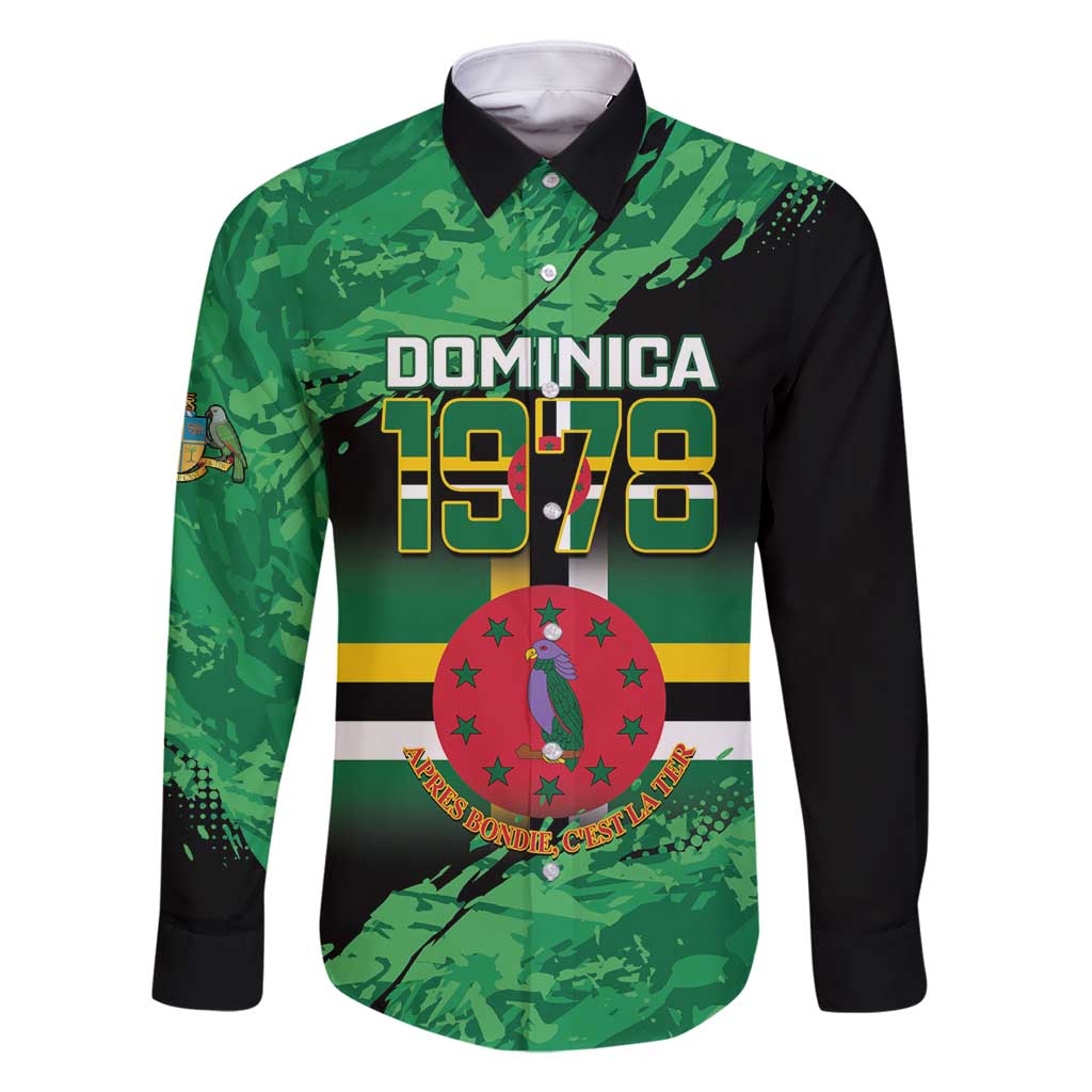 Persionalized Dominica 1978 Family Matching Long Sleeve Bodycon Dress and Hawaiian Shirt Dominik Independence Anniversary Grunge Style - Wonder Print Shop