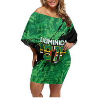 Persionalized Dominica 1978 Family Matching Off Shoulder Short Dress and Hawaiian Shirt Dominik Independence Anniversary Grunge Style - Wonder Print Shop
