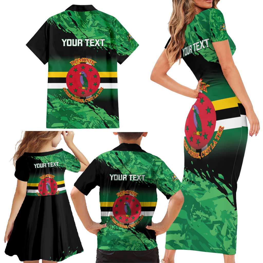 Persionalized Dominica 1978 Family Matching Short Sleeve Bodycon Dress and Hawaiian Shirt Dominik Independence Anniversary Grunge Style - Wonder Print Shop