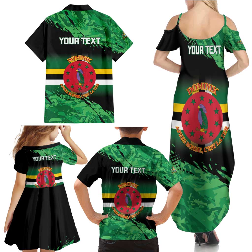 Persionalized Dominica 1978 Family Matching Summer Maxi Dress and Hawaiian Shirt Dominik Independence Anniversary Grunge Style - Wonder Print Shop