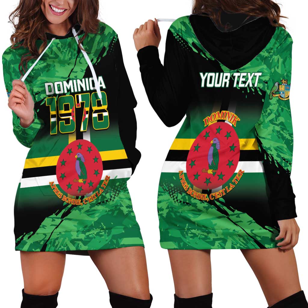 Persionalized Dominica 1978 Hoodie Dress Dominik Independence Anniversary Grunge Style - Wonder Print Shop