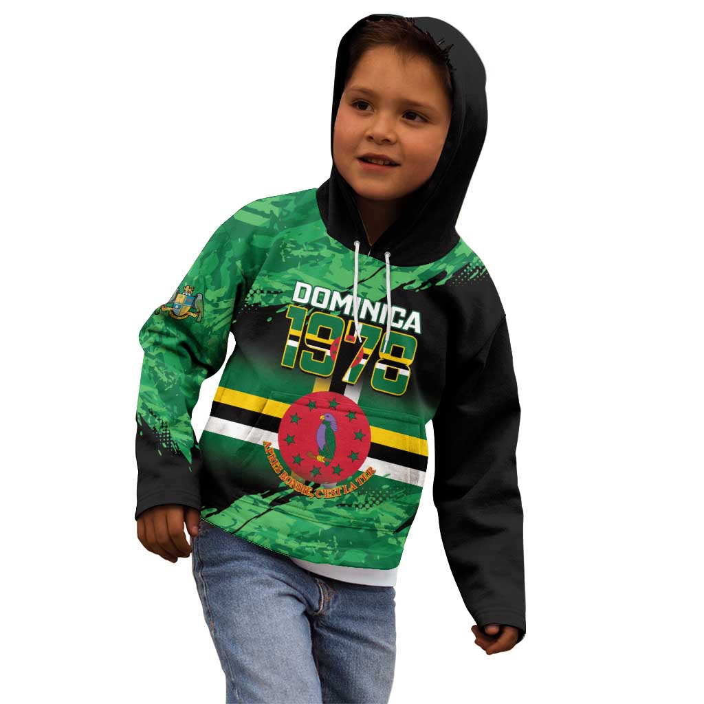 Persionalized Dominica 1978 Kid Hoodie Dominik Independence Anniversary Grunge Style - Wonder Print Shop