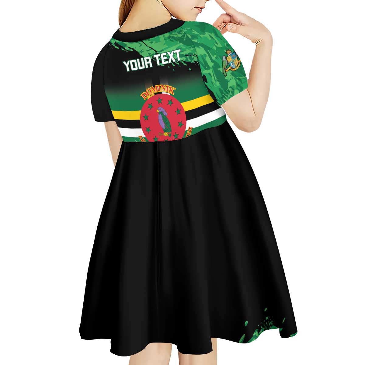 Persionalized Dominica 1978 Kid Short Sleeve Dress Dominik Independence Anniversary Grunge Style - Wonder Print Shop