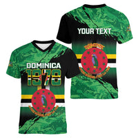 Persionalized Dominica 1978 Women V-Neck T-Shirt Dominik Independence Anniversary Grunge Style - Wonder Print Shop