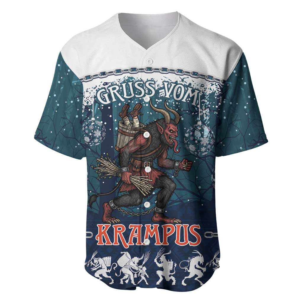 Gruss vom Krampus Christmas Baseball Jersey Creepy Xmas Devil - Wonder Print Shop