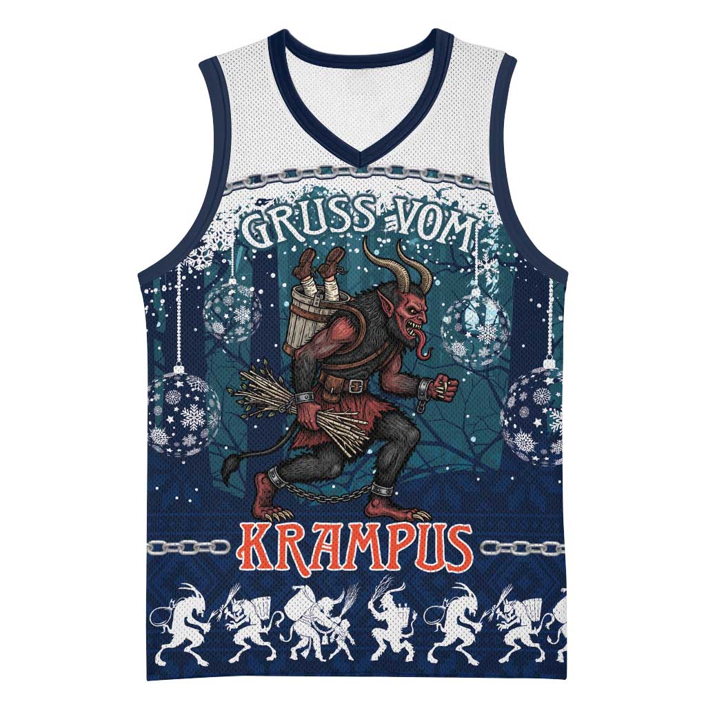 Gruss vom Krampus Christmas Basketball Jersey Creepy Xmas Devil - Wonder Print Shop