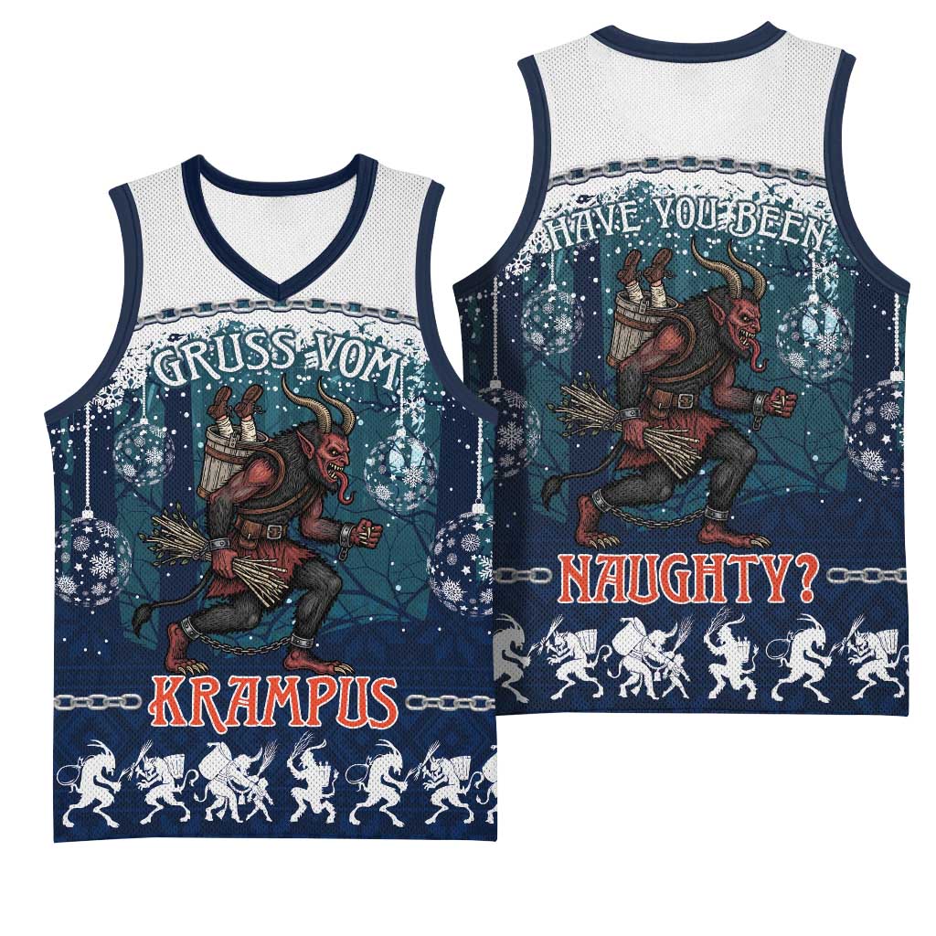 Gruss vom Krampus Christmas Basketball Jersey Creepy Xmas Devil - Wonder Print Shop