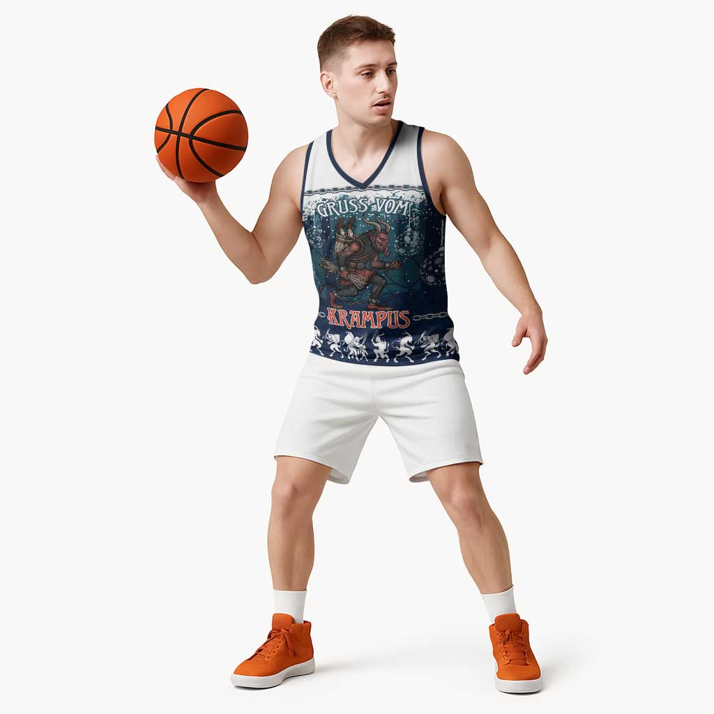 Gruss vom Krampus Christmas Basketball Jersey Creepy Xmas Devil - Wonder Print Shop