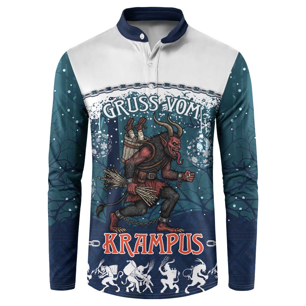 Gruss vom Krampus Christmas Button Sweatshirt Creepy Xmas Devil - Wonder Print Shop