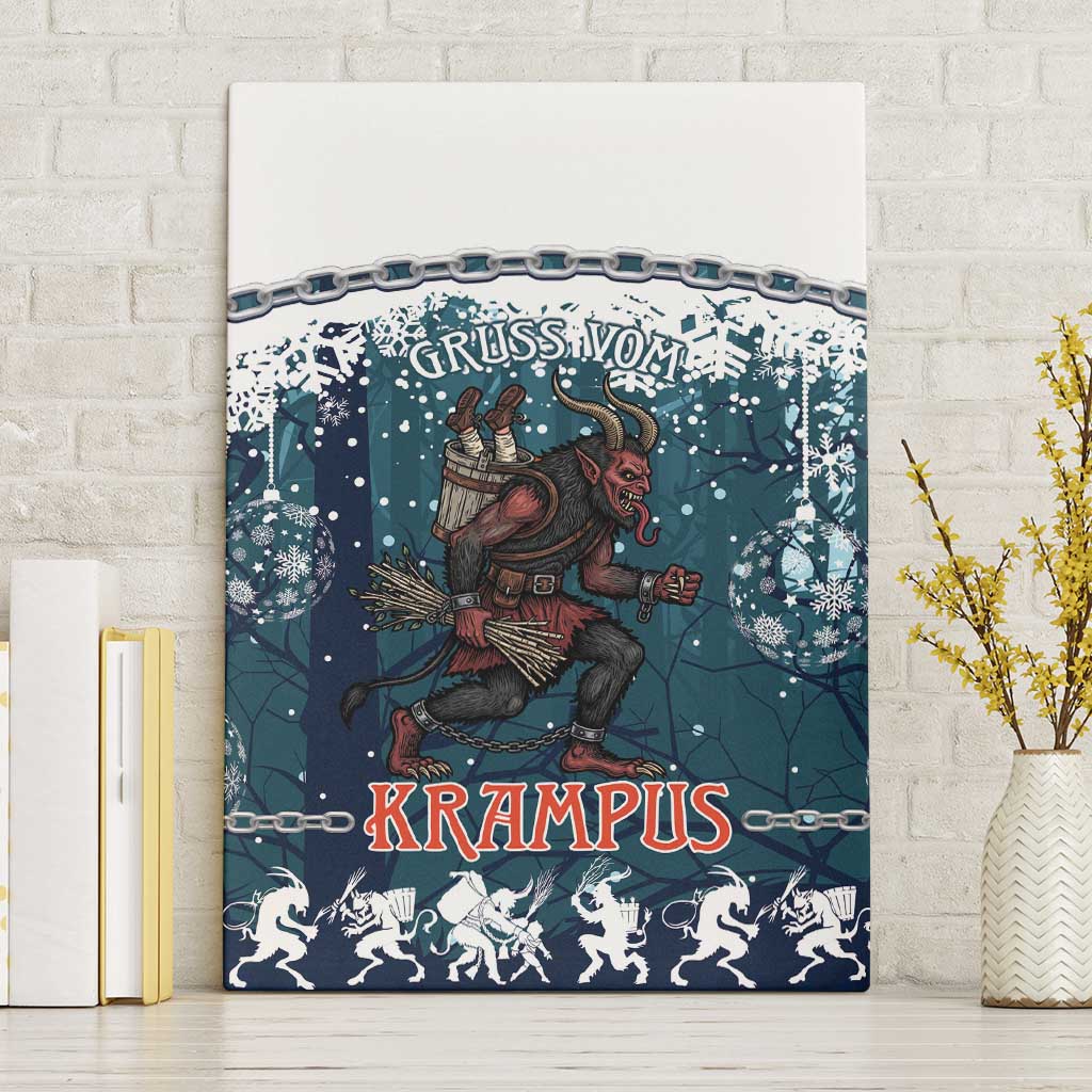 Gruss vom Krampus Christmas Canvas Wall Art Creepy Xmas Devil - Wonder Print Shop