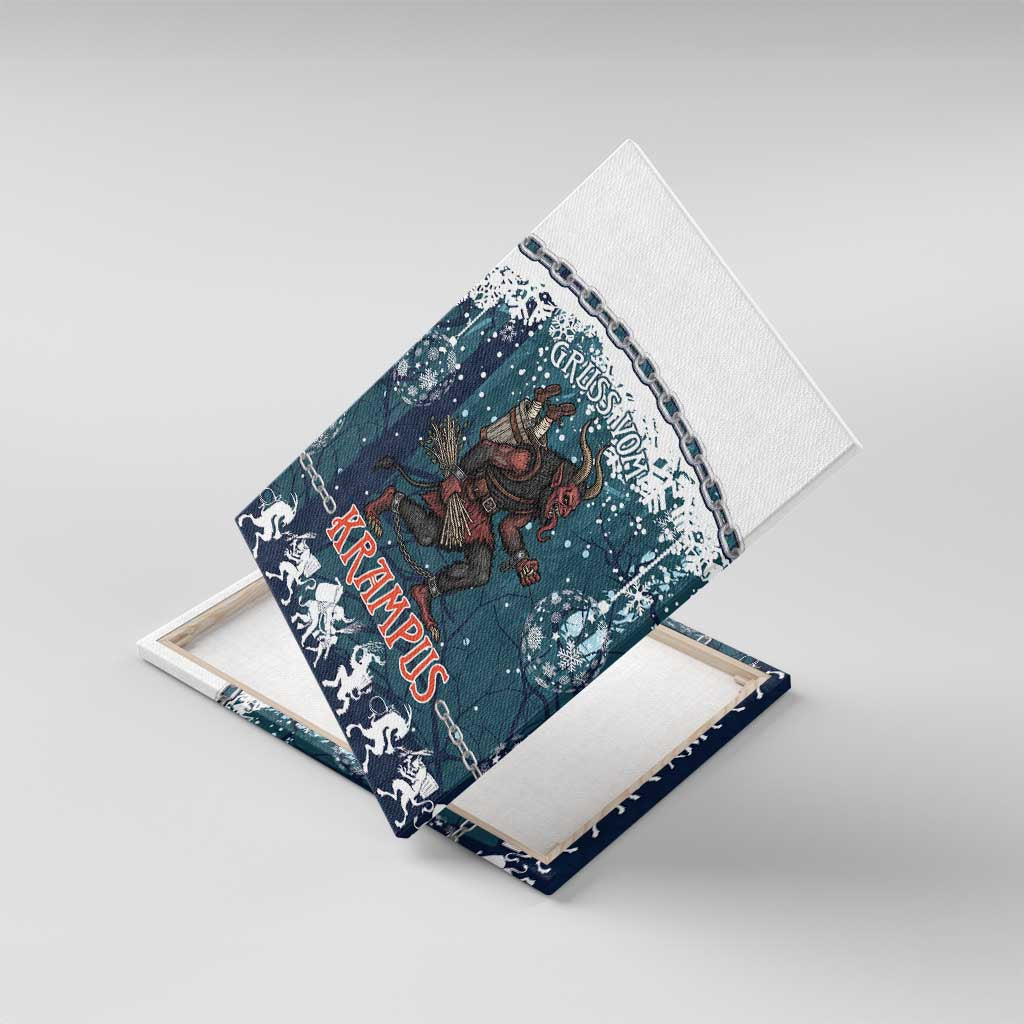 Gruss vom Krampus Christmas Canvas Wall Art Creepy Xmas Devil - Wonder Print Shop