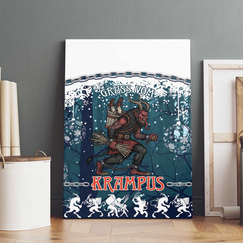 Gruss vom Krampus Christmas Canvas Wall Art Creepy Xmas Devil - Wonder Print Shop