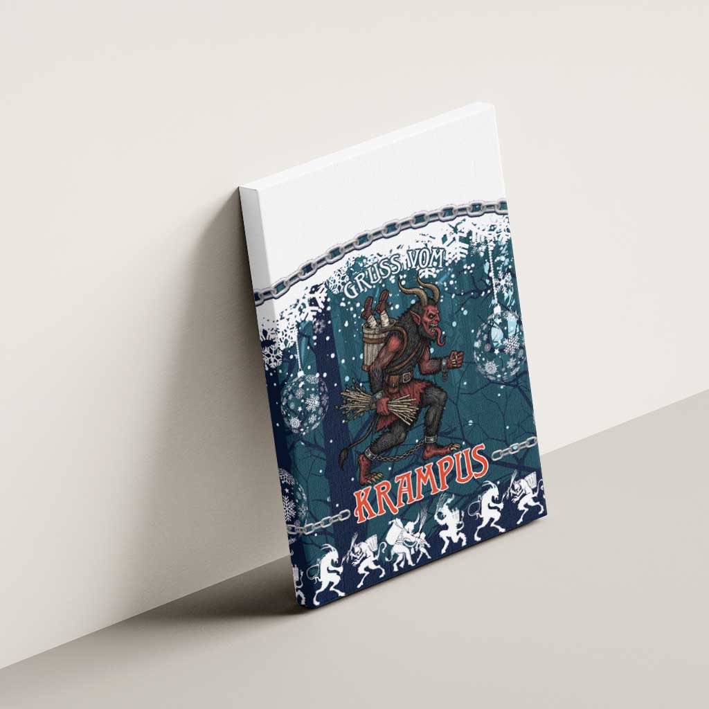 Gruss vom Krampus Christmas Canvas Wall Art Creepy Xmas Devil - Wonder Print Shop