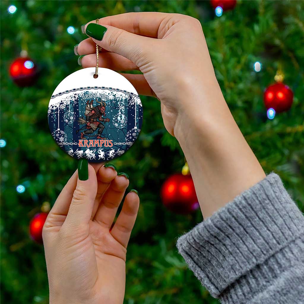 Gruss vom Krampus Christmas Ceramic Ornament Creepy Xmas Devil - Wonder Print Shop