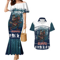 Gruss vom Krampus Christmas Couples Matching Mermaid Dress and Hawaiian Shirt Creepy Xmas Devil - Wonder Print Shop