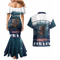 Gruss vom Krampus Christmas Couples Matching Mermaid Dress and Hawaiian Shirt Creepy Xmas Devil - Wonder Print Shop