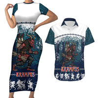 Gruss vom Krampus Christmas Couples Matching Short Sleeve Bodycon Dress and Hawaiian Shirt Creepy Xmas Devil - Wonder Print Shop