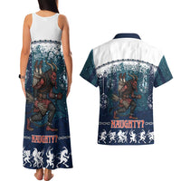 Gruss vom Krampus Christmas Couples Matching Tank Maxi Dress and Hawaiian Shirt Creepy Xmas Devil - Wonder Print Shop
