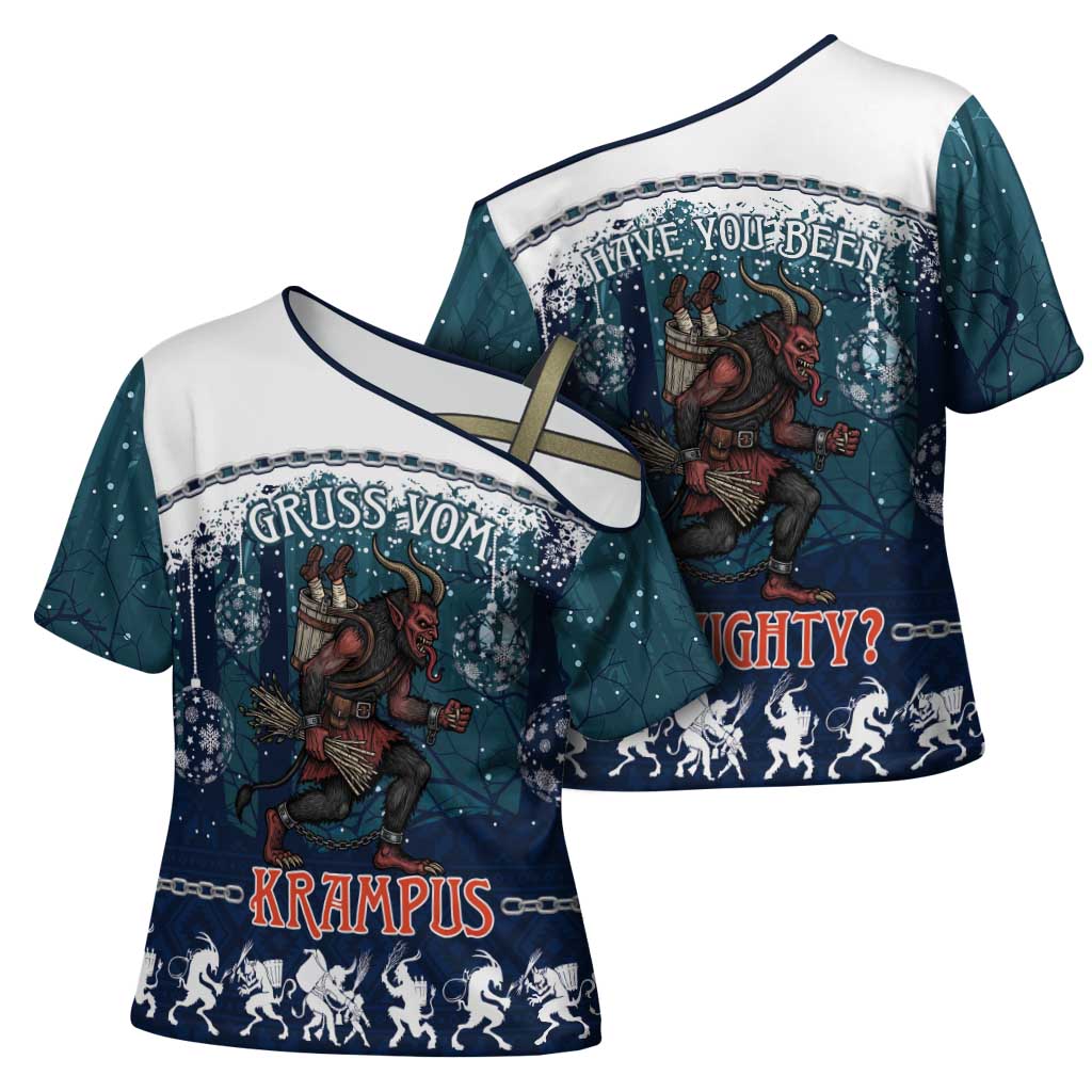 Gruss vom Krampus Christmas Cross Shoulder Shirt Creepy Xmas Devil - Wonder Print Shop