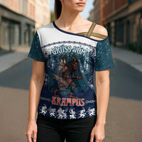Gruss vom Krampus Christmas Cross Shoulder Shirt Creepy Xmas Devil - Wonder Print Shop
